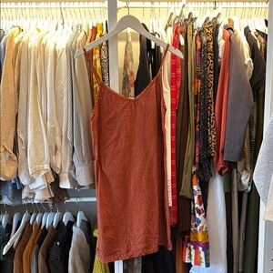 Rust Sleeveless Women's mini dress linen